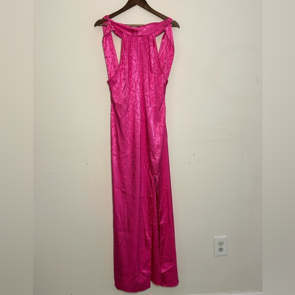 Flounce London Pink Satin Maxi Dress UK 12 (US 8)